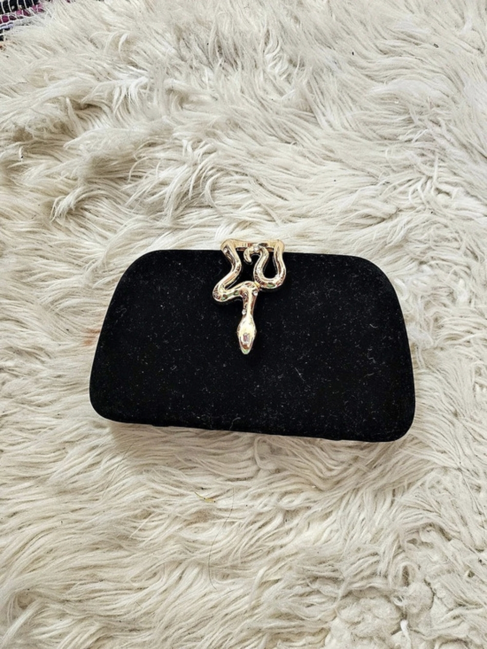 Black & Gold Clutch with Gold-Tone Clasp